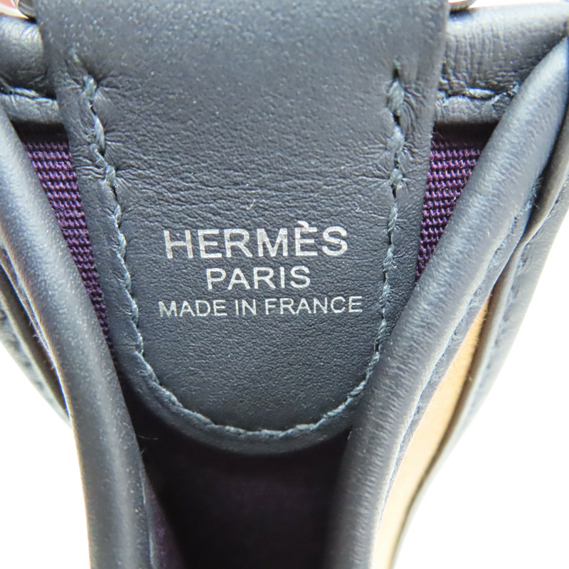 餅乾色帆布 深藍色牛皮 加侖紫內裡 Neo Evelyne 29 肩背包 W刻【HERMES 愛馬仕】 H084546CKAE-6