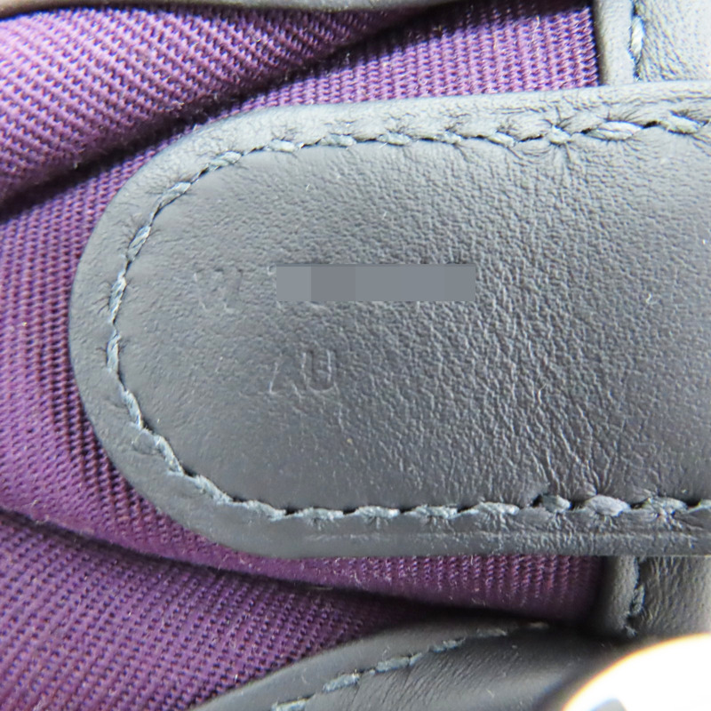 餅乾色帆布 深藍色牛皮 加侖紫內裡 Neo Evelyne 29 肩背包 W刻【HERMES 愛馬仕】 H084546CKAE-7