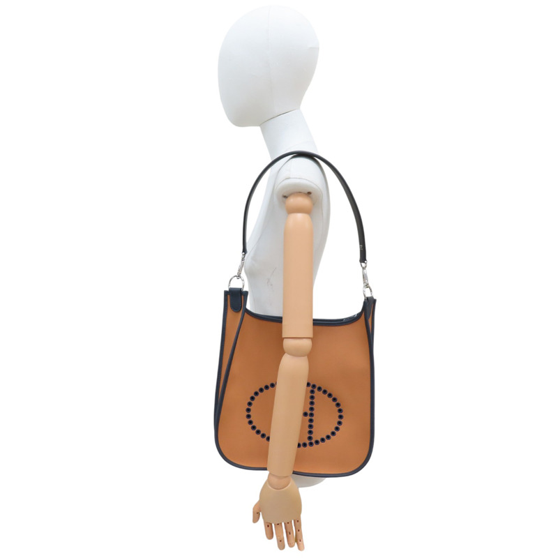 餅乾色帆布 深藍色牛皮 加侖紫內裡 Neo Evelyne 29 肩背包 W刻【HERMES 愛馬仕】 H084546CKAE-8