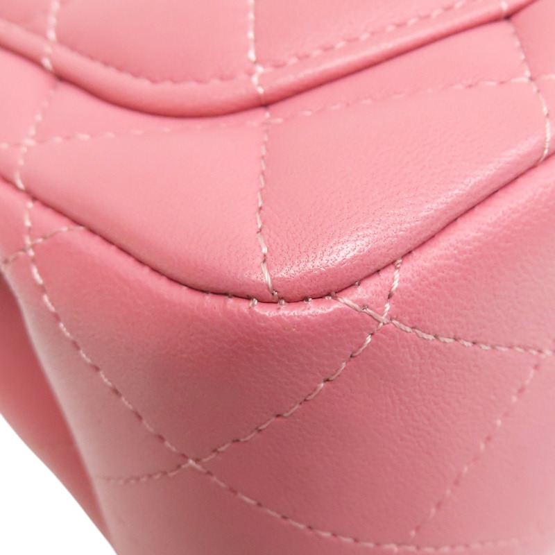 粉色 羊皮 Mini Coco 17 鏈帶肩背包 銀釦【HERMES 愛馬仕】 A35200-12