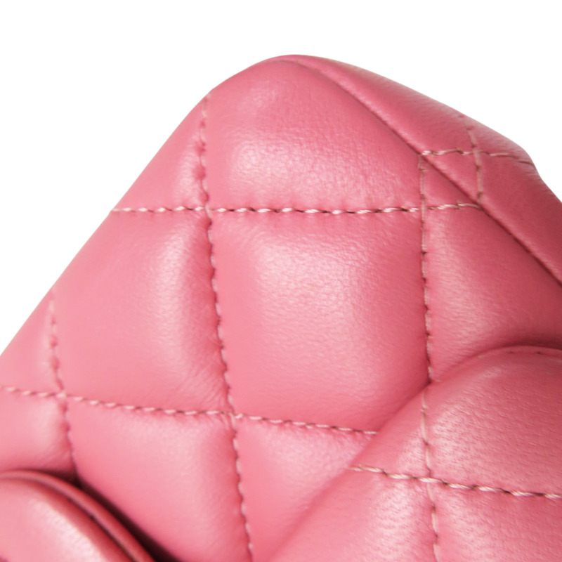 粉色 羊皮 Mini Coco 17 鏈帶肩背包 銀釦【HERMES 愛馬仕】 A35200-14