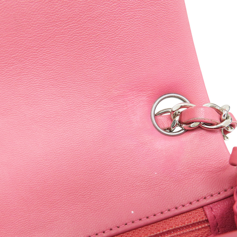 粉色 羊皮 Mini Coco 17 鏈帶肩背包 銀釦【HERMES 愛馬仕】 A35200-15