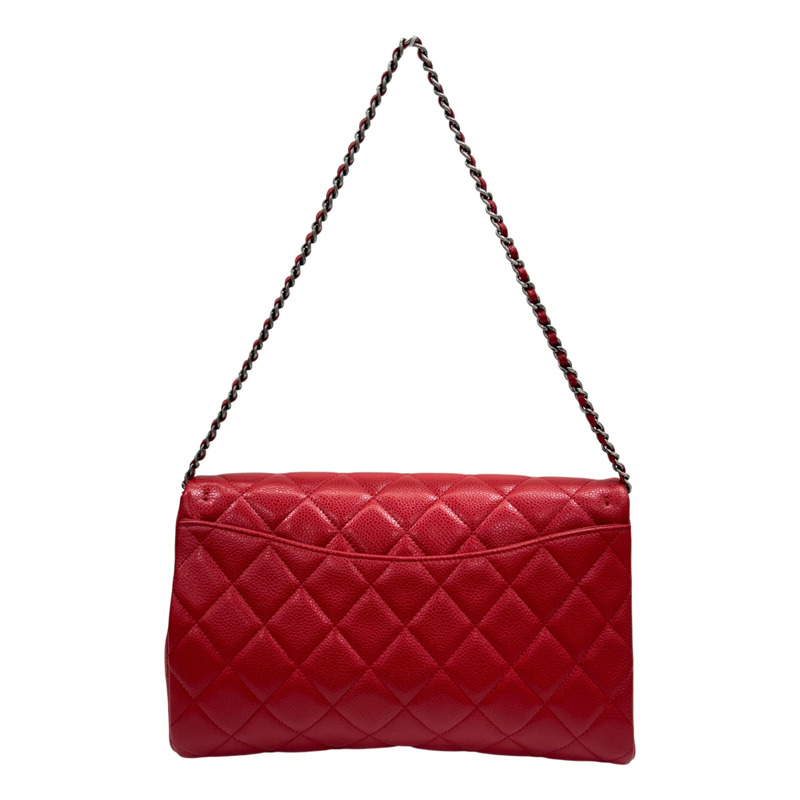 紅色 菱格紋牛皮 classic flap clutch　迷你口蓋包 【CHANEL 香奈兒】-2