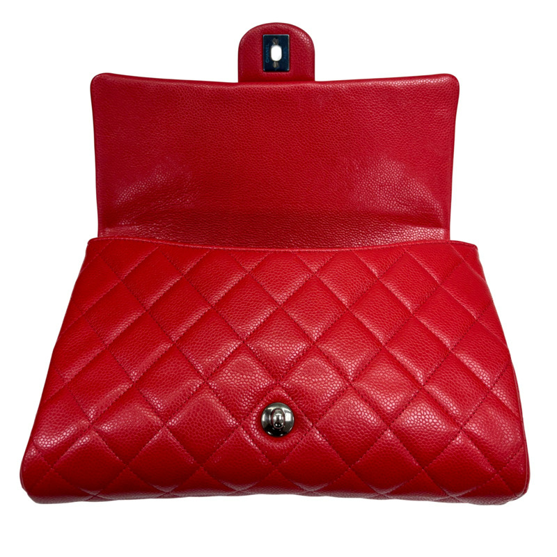 紅色 菱格紋牛皮 classic flap clutch　迷你口蓋包 【CHANEL 香奈兒】-4