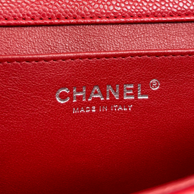 紅色 菱格紋牛皮 classic flap clutch　迷你口蓋包 【CHANEL 香奈兒】-5