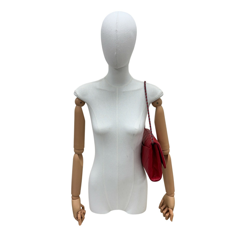 紅色 菱格紋牛皮 classic flap clutch　迷你口蓋包 【CHANEL 香奈兒】-9