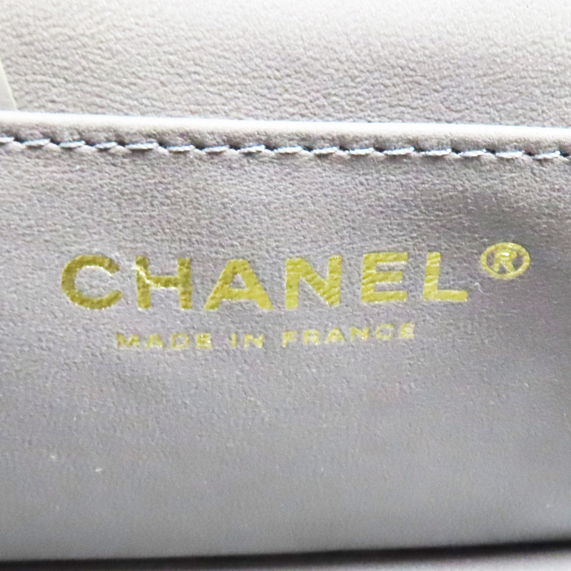 灰色 羊皮 鏈帶肩背包 淡金釦【CHANEL 香奈兒】 AS2431-5