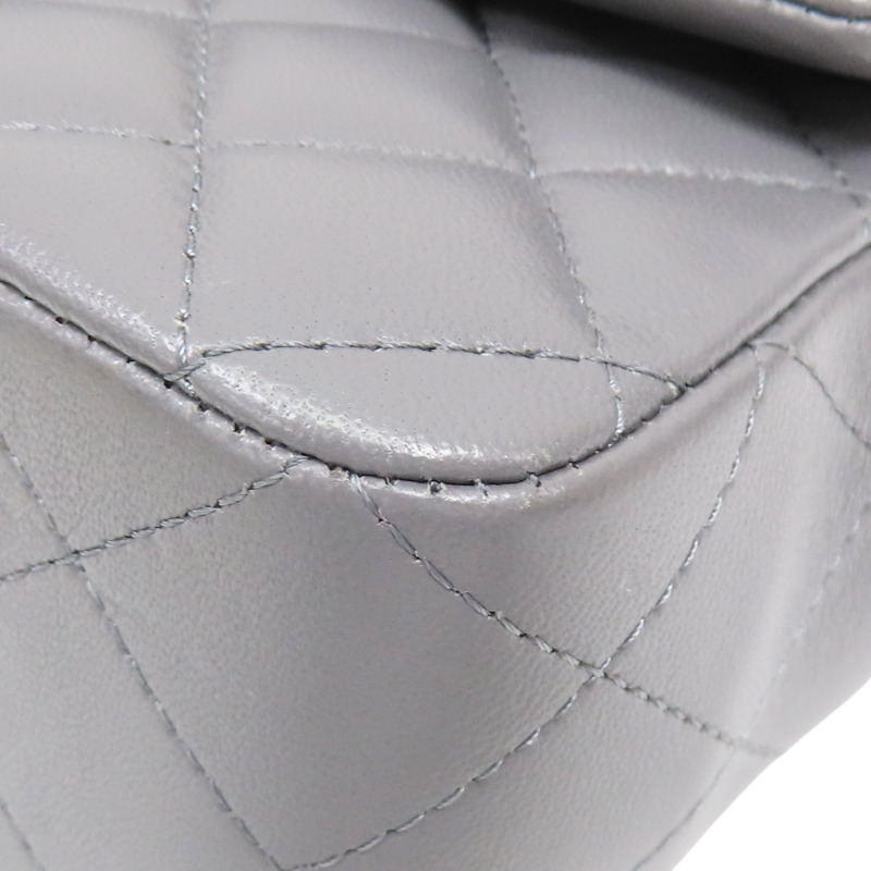 灰色 羊皮 鏈帶肩背包 淡金釦【CHANEL 香奈兒】 AS2431-9