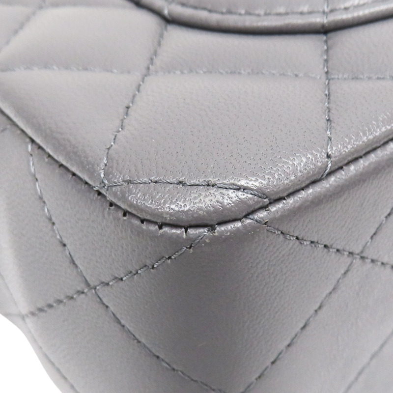 灰色 羊皮 鏈帶肩背包 淡金釦【CHANEL 香奈兒】 AS2431-10