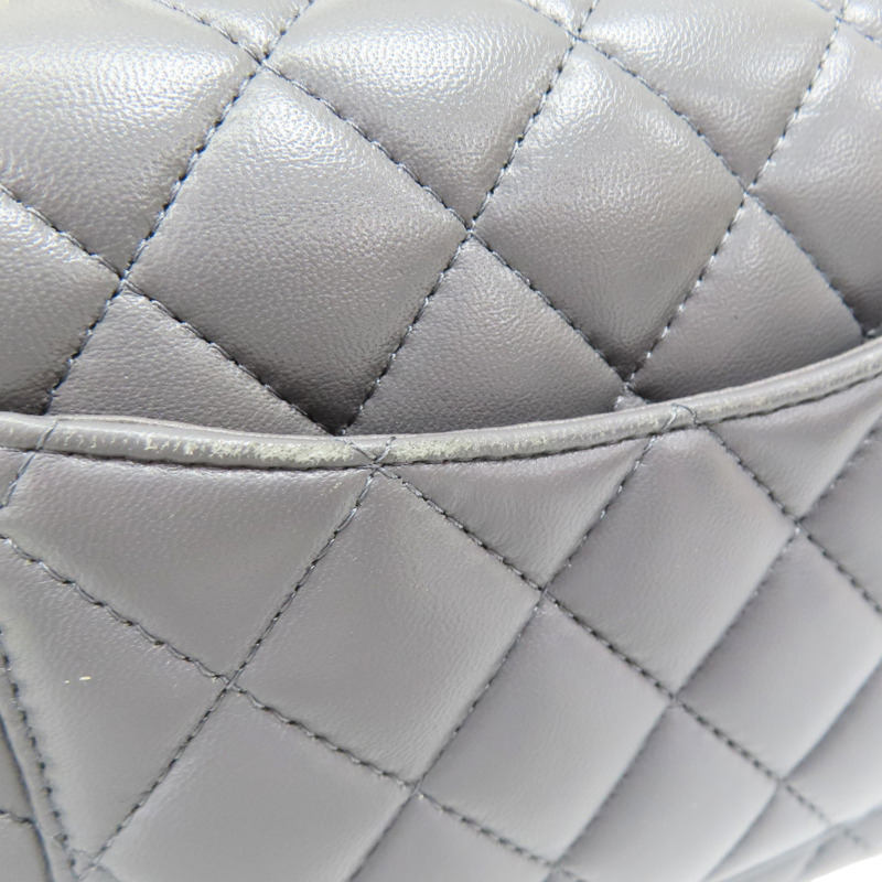 灰色 羊皮 鏈帶肩背包 淡金釦【CHANEL 香奈兒】 AS2431-12