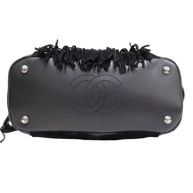 黑色 馬毛 牛皮飾邊 肩背包【CHANEL 香奈兒】-3