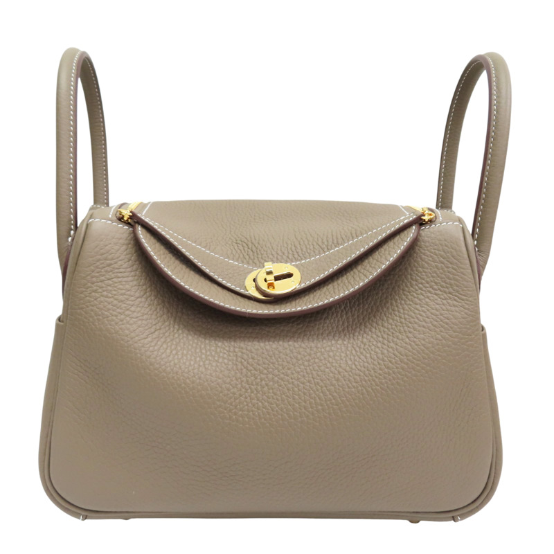 大象灰 TOGO牛皮 Lindy 26 肩背包 金釦 W刻【HERMES 愛馬仕】 H073428CK-0