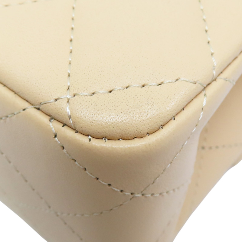 膚色 菱格紋 羊皮 鏈帶肩背包 金釦【CHANEL 香奈兒】 A01112-11