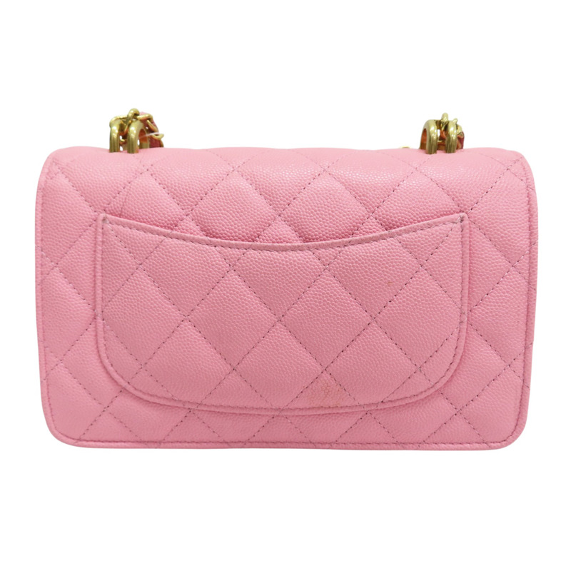 粉紅色 菱格紋 荔枝牛皮 WOC 鏈帶肩背包 金釦【CHANEL 香奈兒】 AP3021-1
