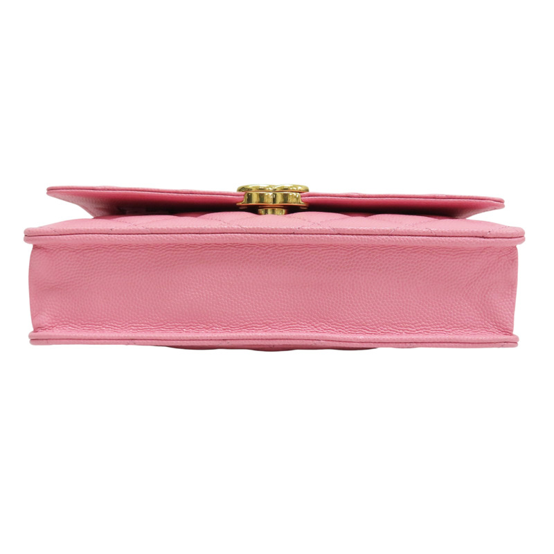 粉紅色 菱格紋 荔枝牛皮 WOC 鏈帶肩背包 金釦【CHANEL 香奈兒】 AP3021-3