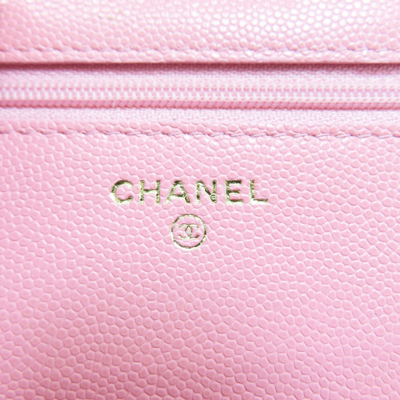 粉紅色 菱格紋 荔枝牛皮 WOC 鏈帶肩背包 金釦【CHANEL 香奈兒】 AP3021-6