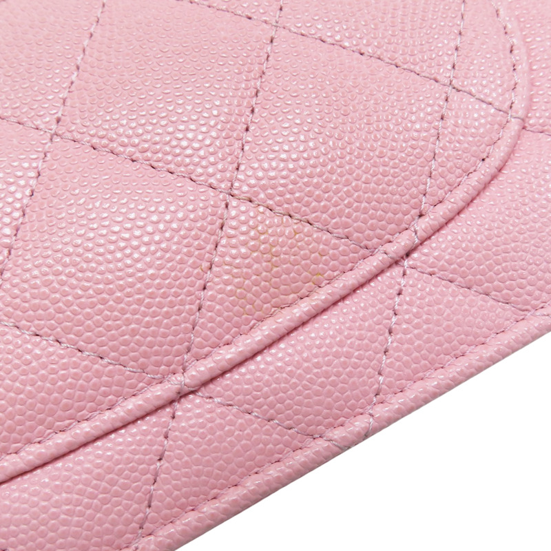 粉紅色 菱格紋 荔枝牛皮 WOC 鏈帶肩背包 金釦【CHANEL 香奈兒】 AP3021-13