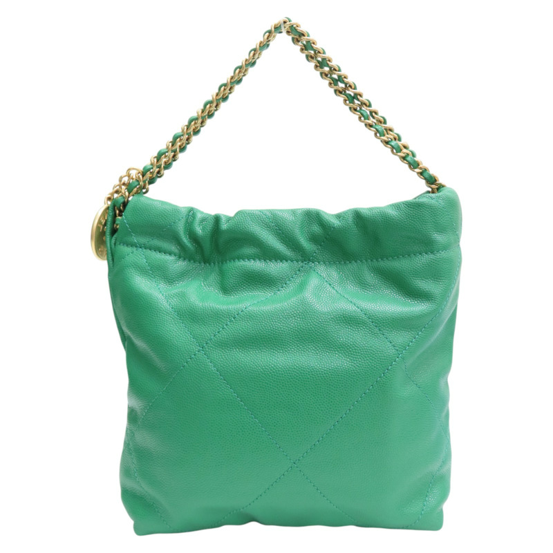 綠色 牛皮 Mini 22 兩用包 金釦【CHANEL 香奈兒】 AS3980-1