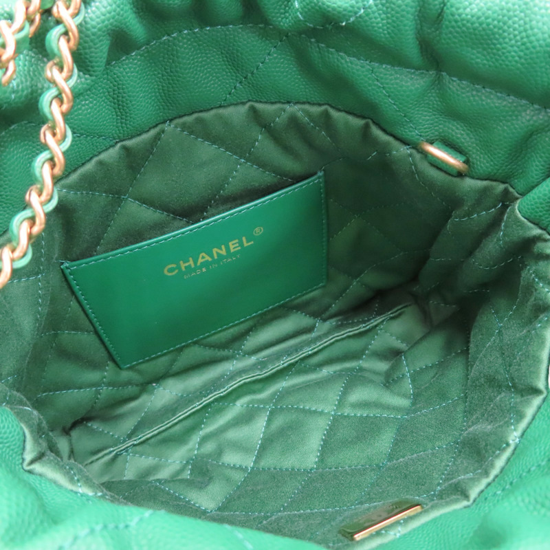 綠色 牛皮 Mini 22 兩用包 金釦【CHANEL 香奈兒】 AS3980-4