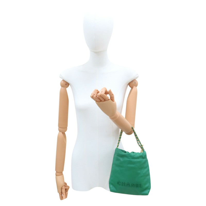 綠色 牛皮 Mini 22 兩用包 金釦【CHANEL 香奈兒】 AS3980-8