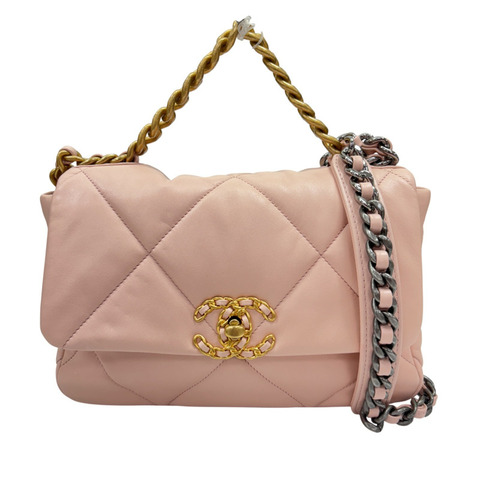 粉紅色 羊皮 19 口蓋包 【CHANEL 香奈兒】 AS1160