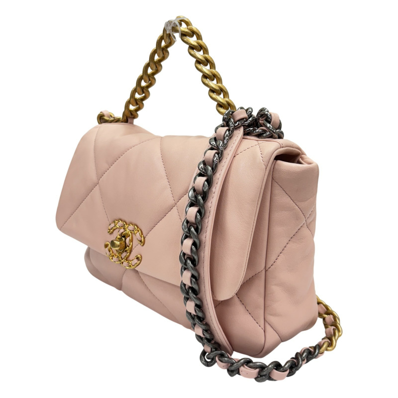 粉紅色 羊皮 19 口蓋包 【CHANEL 香奈兒】 AS1160-1