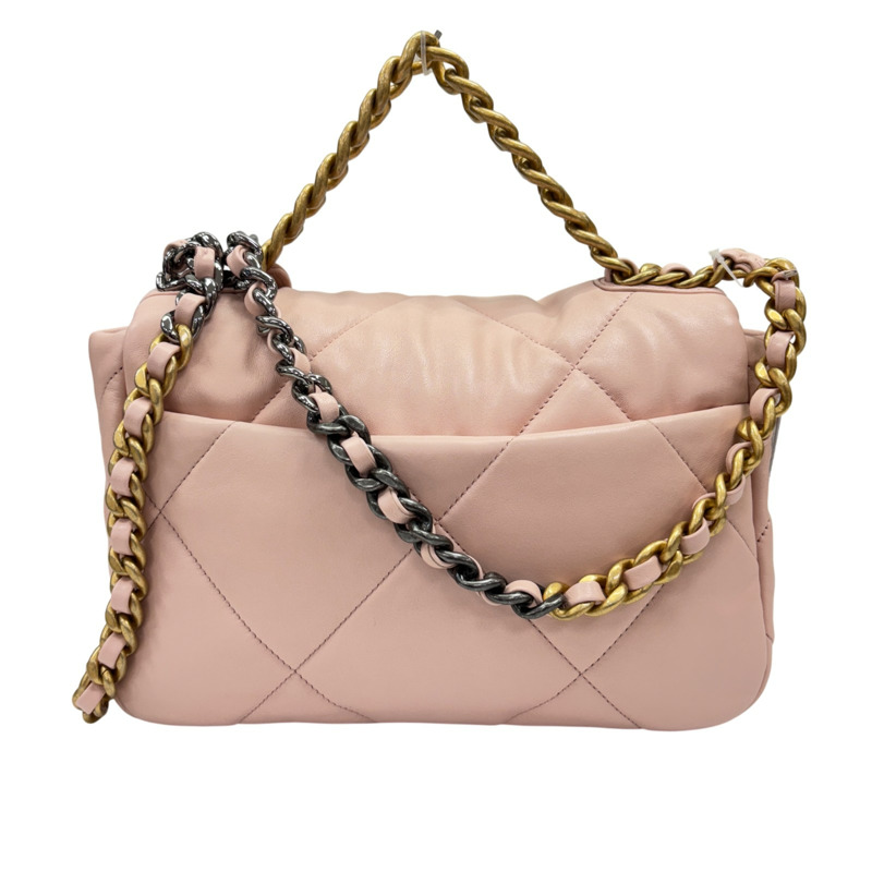 粉紅色 羊皮 19 口蓋包 【CHANEL 香奈兒】 AS1160-2