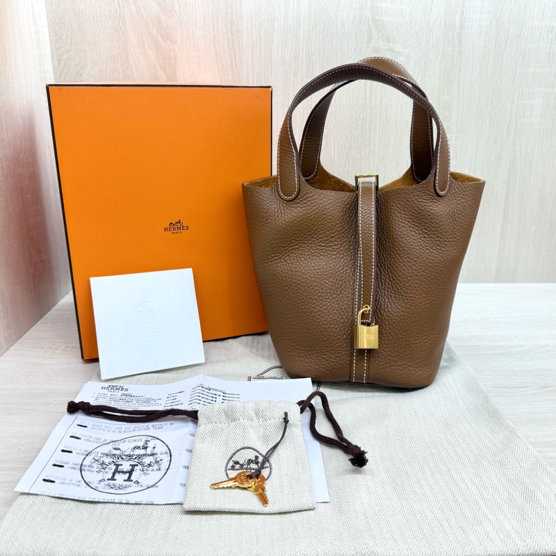 Hermes 37GOLD金棕T/C皮picotin18cm/H056289-0