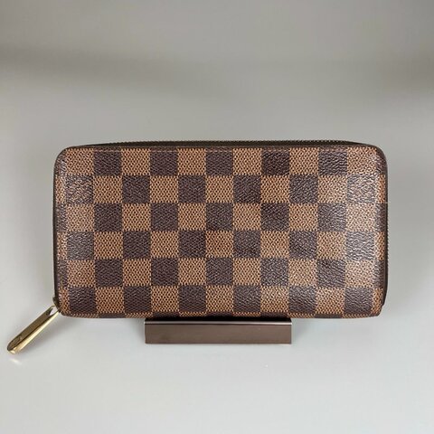 LV N60046  棕 棋盤格ㄇ拉長夾