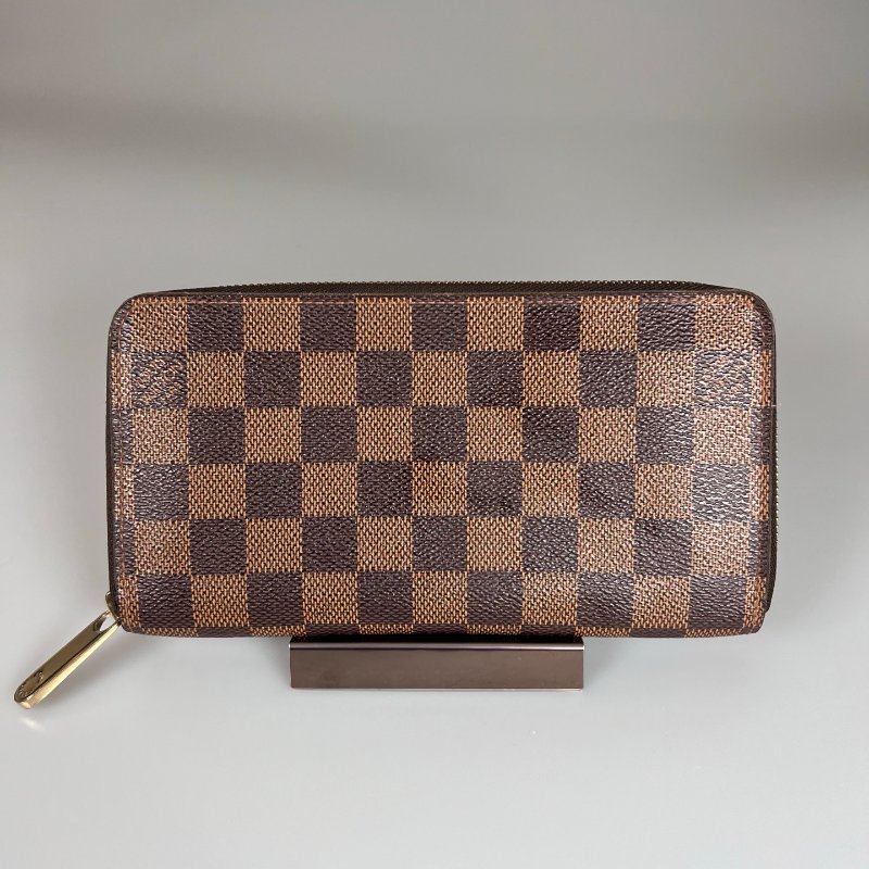 LV N60046  棕 棋盤格ㄇ拉長夾-0