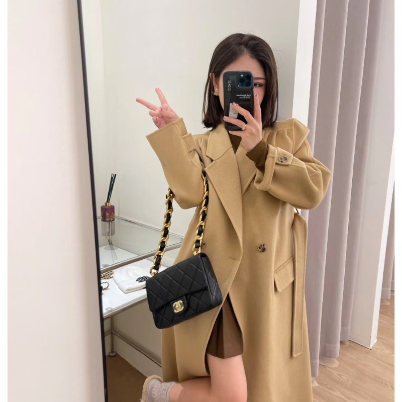 CHANEL 23P羊皮粗鍊單肩包 - 黑金-1