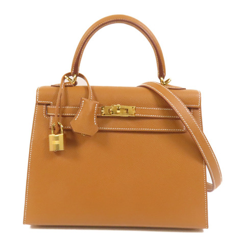 HERMES Epsom皮革Kelly 25金扣手挽肩背兩用袋Gold