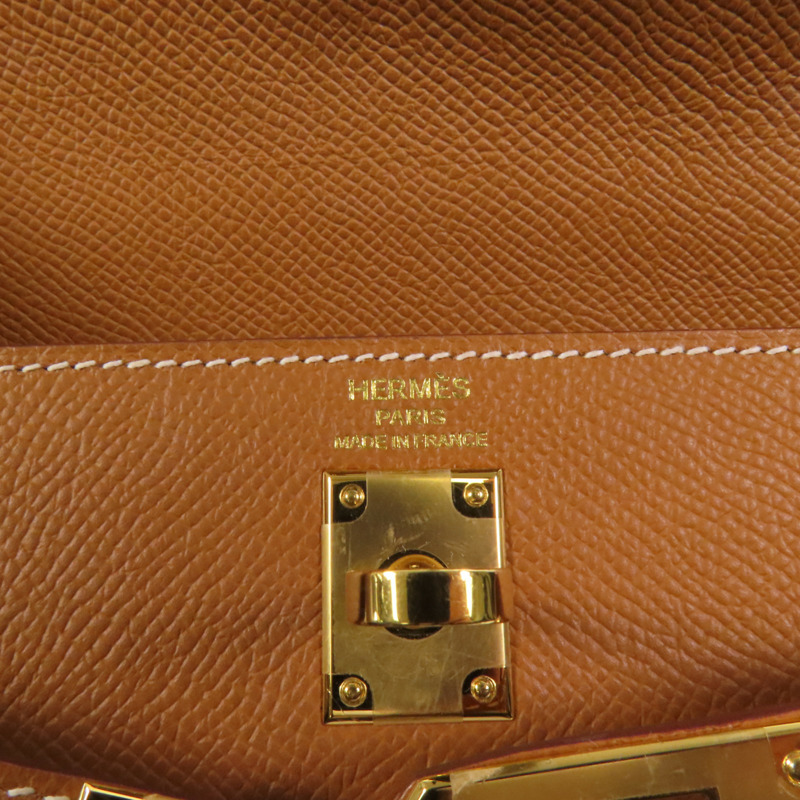 HERMES Epsom皮革Kelly 25金扣手挽肩背兩用袋Gold-10