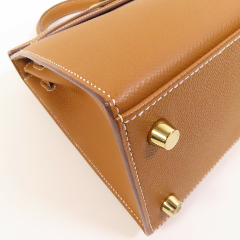 HERMES Epsom皮革Kelly 25金扣手挽肩背兩用袋Gold-13