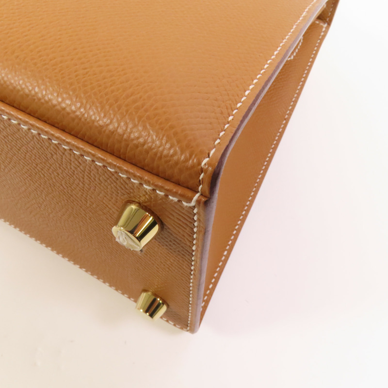 HERMES Epsom皮革Kelly 25金扣手挽肩背兩用袋Gold-14