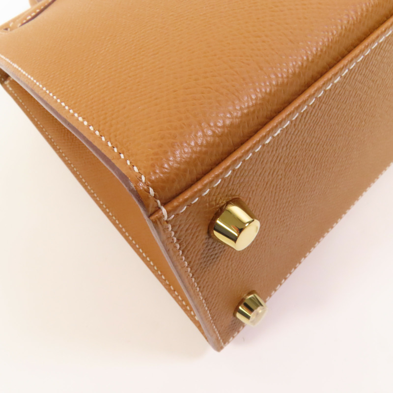 HERMES Epsom皮革Kelly 25金扣手挽肩背兩用袋Gold-15