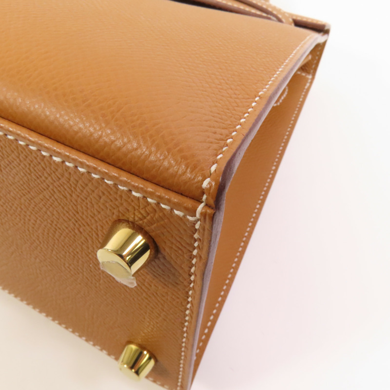 HERMES Epsom皮革Kelly 25金扣手挽肩背兩用袋Gold-16