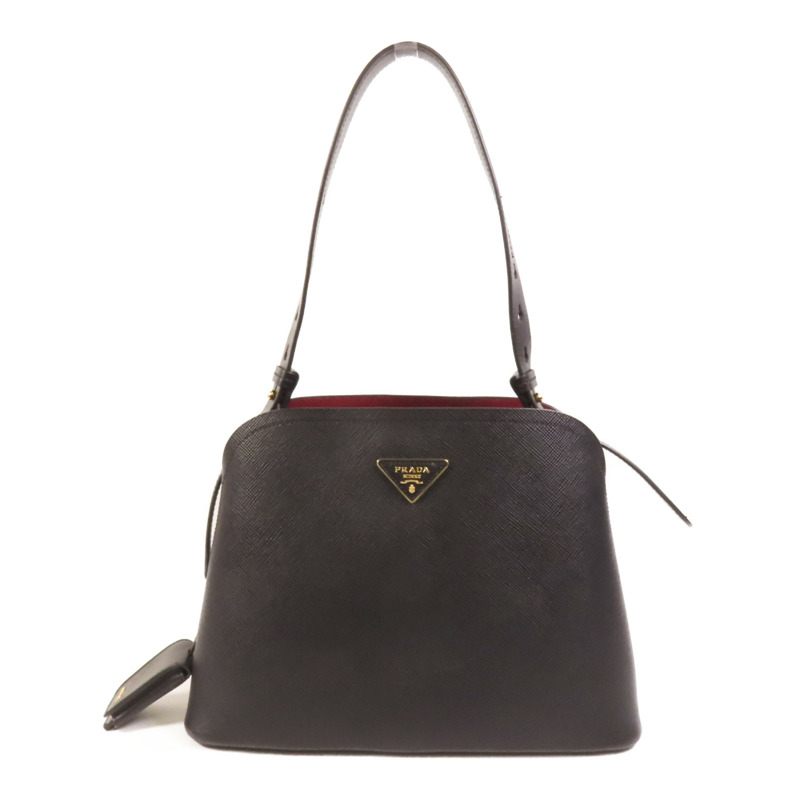 PRADA Saffiano皮革Shoulder Bag金扣手挽肩背兩用袋-0
