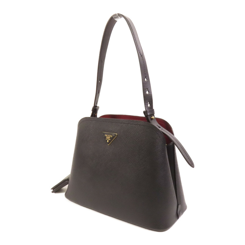 PRADA Saffiano皮革Shoulder Bag金扣手挽肩背兩用袋-2