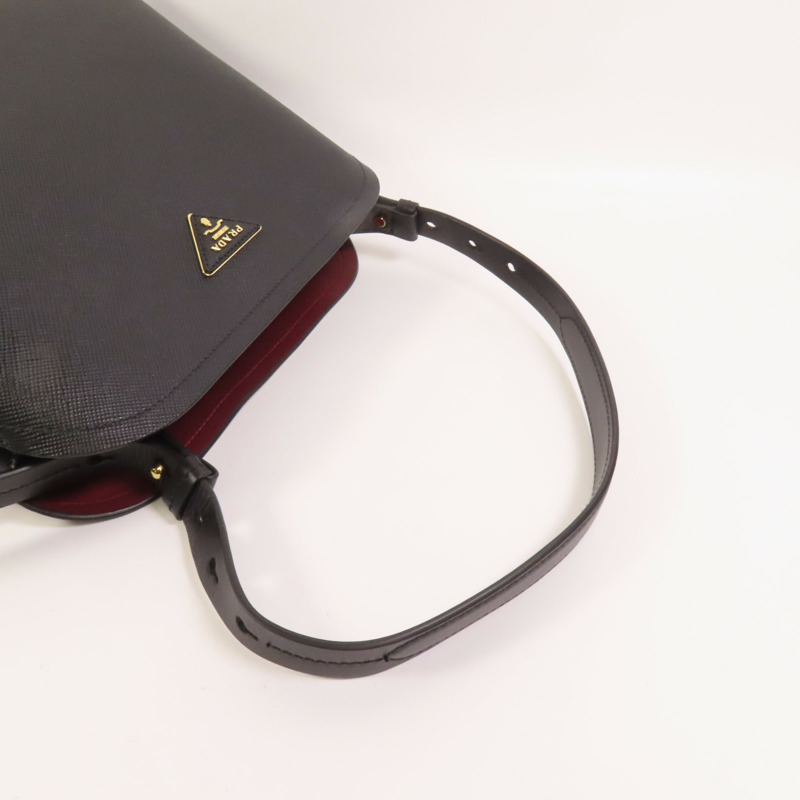 PRADA Saffiano皮革Shoulder Bag金扣手挽肩背兩用袋-4