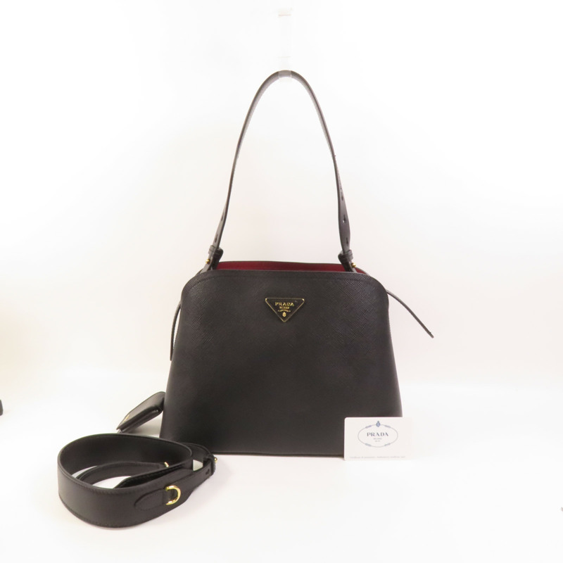 PRADA Saffiano皮革Shoulder Bag金扣手挽肩背兩用袋-13