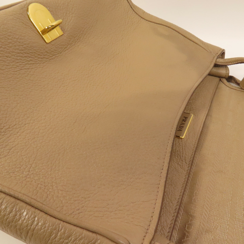 PRADA 牛皮皮革Shoulder Bag金扣肩背袋-15