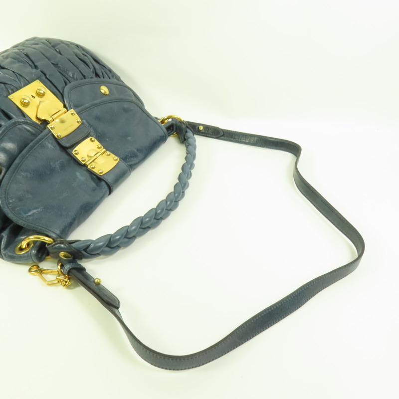 Miu Miu 牛皮皮革2 Way Shoulder金扣手挽肩背兩用袋-4