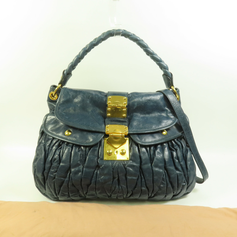 Miu Miu 牛皮皮革2 Way Shoulder金扣手挽肩背兩用袋-11