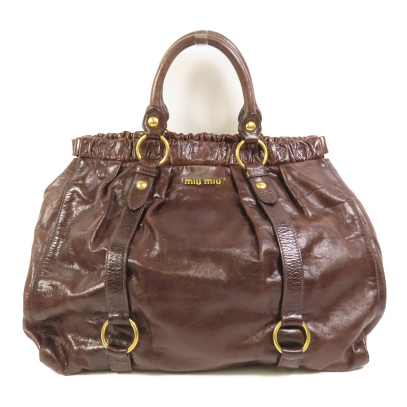 Miu Miu 牛皮皮革Vitello Lux金扣手挽袋-0