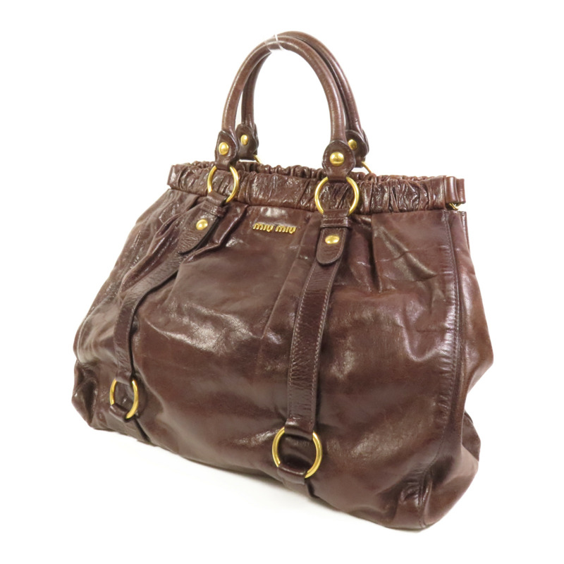 Miu Miu 牛皮皮革Vitello Lux金扣手挽袋-2