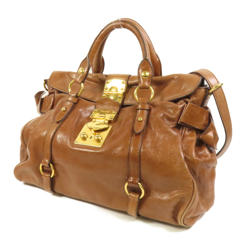 Miu Miu 牛皮皮革2 Way Shoulder金扣手挽肩背兩用袋-2