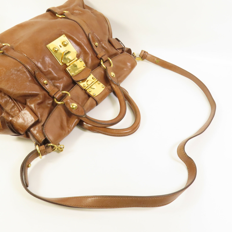 Miu Miu 牛皮皮革2 Way Shoulder金扣手挽肩背兩用袋-4
