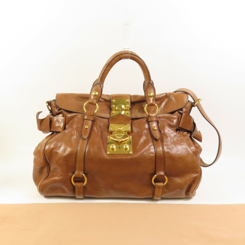 Miu Miu 牛皮皮革2 Way Shoulder金扣手挽肩背兩用袋-11