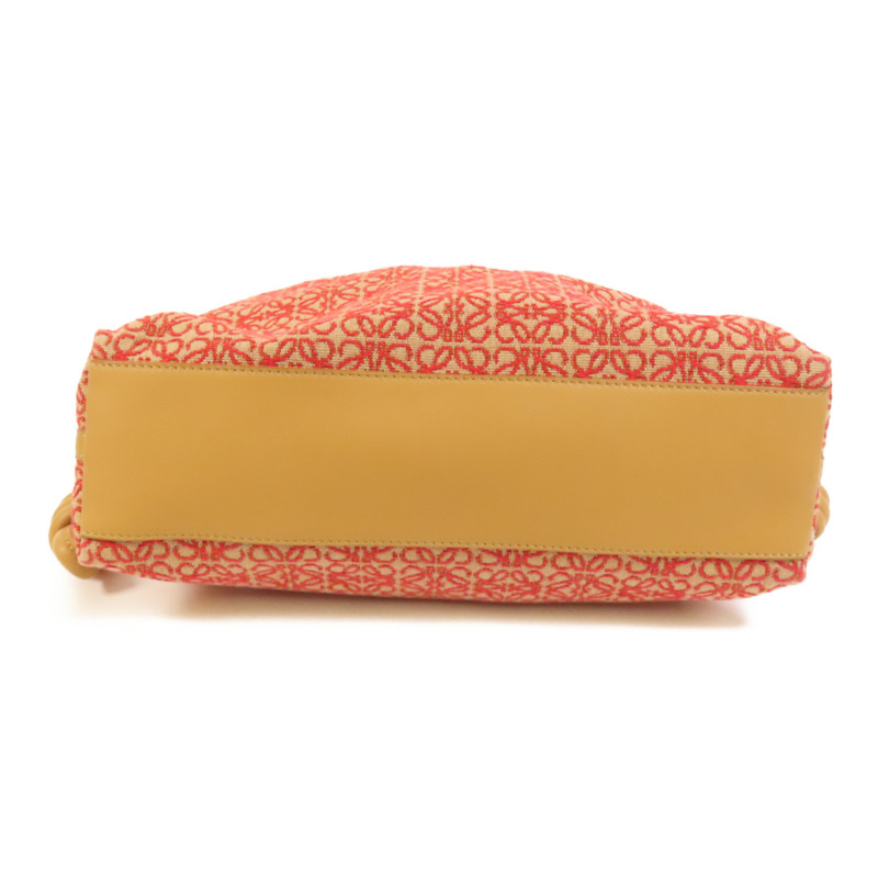 LOEWE 帆布/牛皮皮革Flamenco Clutch金扣手挽肩背兩用袋-3